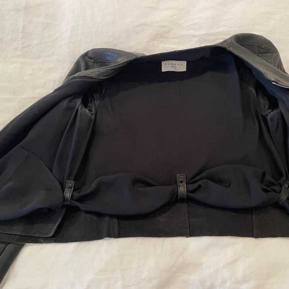 Black Sandro Paris Leather Jacket ,  US 4 - Picture 12 of 13